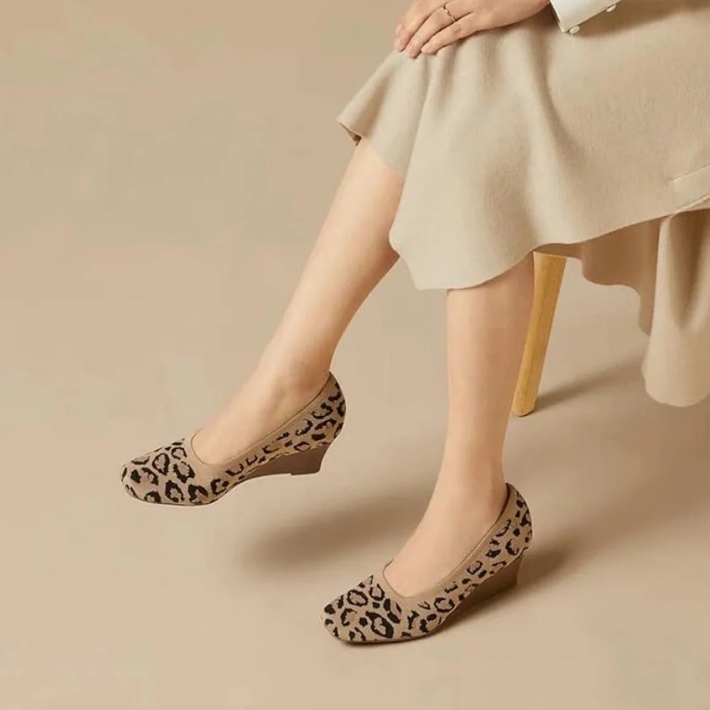 Vivaia | Margot Leopard-Print Wedge Pumps, Size EU43